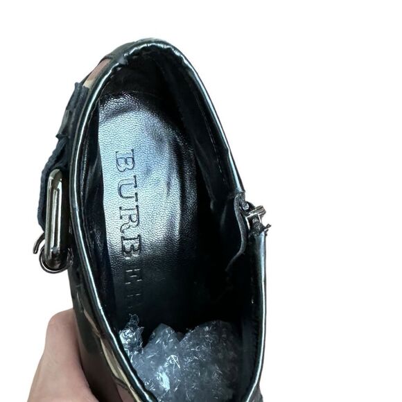 Burberry Black Patent And Nova Check Canvas Buckle Detail Ankle Booties Size 39 - Picture 6 of 8